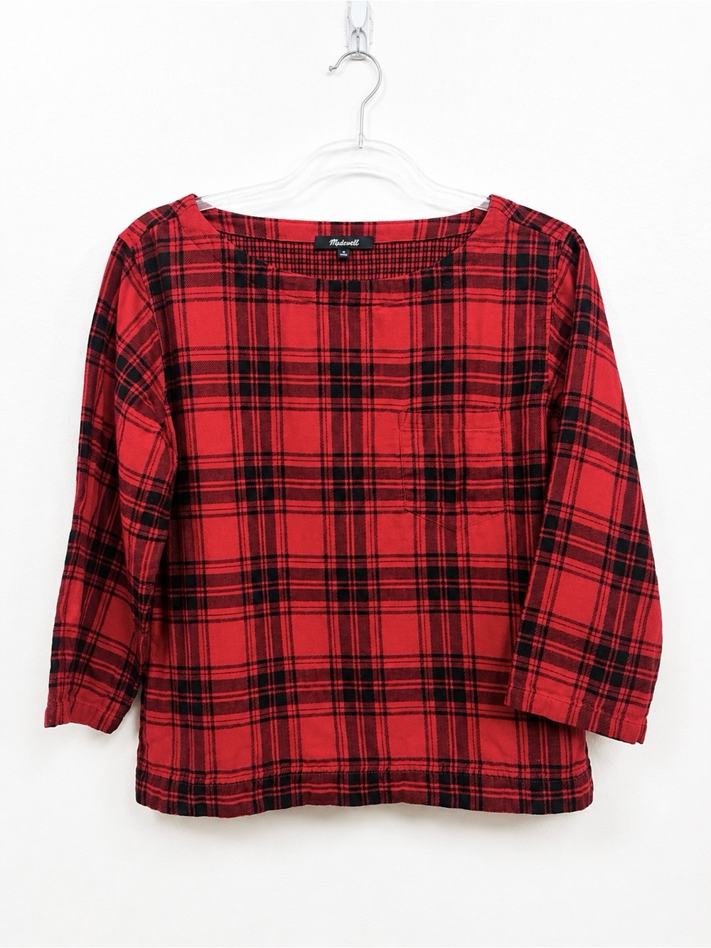 Madewell Red/Black Plaid Flannel Top